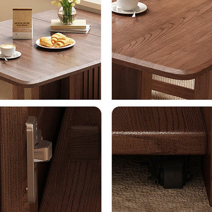 Contemporary Scandinavian Rectangular Rubberwood Plywood Foldable Desk & Chair Set For Living Room & Dining Room