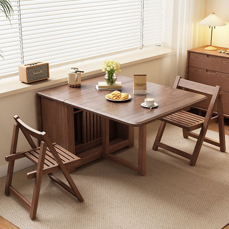 Contemporary Scandinavian Rectangular Rubberwood Plywood Foldable Desk & Chair Set For Living Room & Dining Room