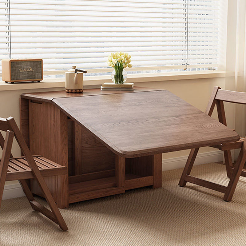 Contemporary Scandinavian Rectangular Rubberwood Plywood Foldable Desk & Chair Set For Living Room & Dining Room