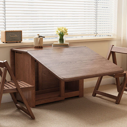 Contemporary Scandinavian Rectangular Rubberwood Plywood Foldable Desk & Chair Set For Living Room & Dining Room