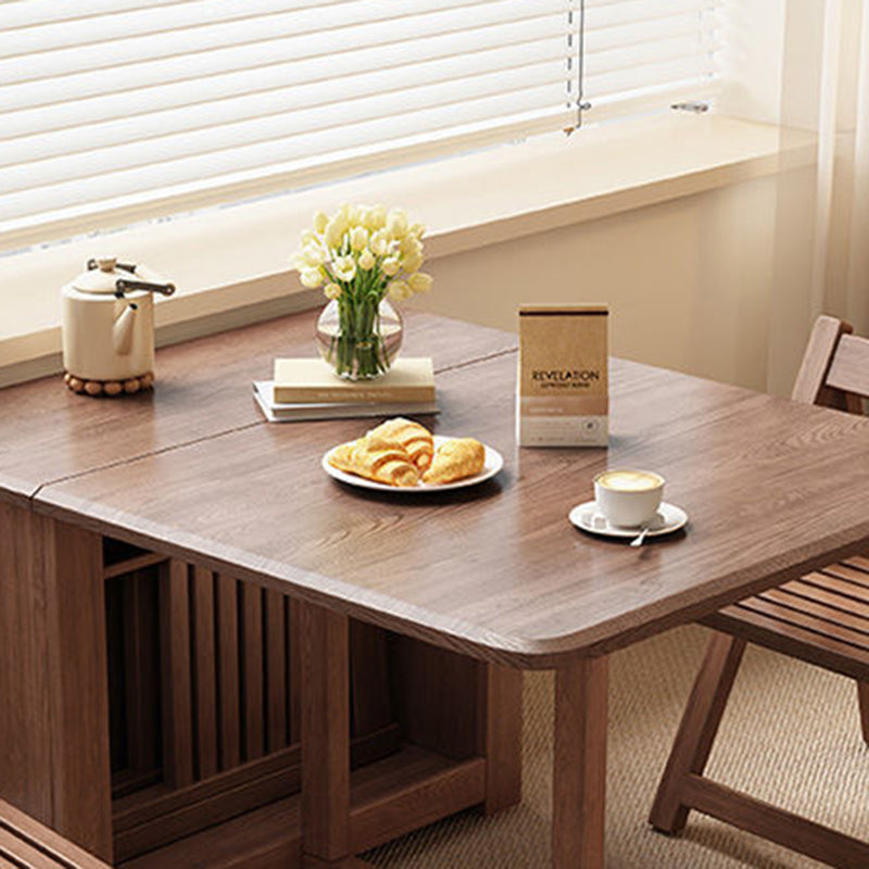 Contemporary Scandinavian Rectangular Rubberwood Plywood Foldable Desk & Chair Set For Living Room & Dining Room