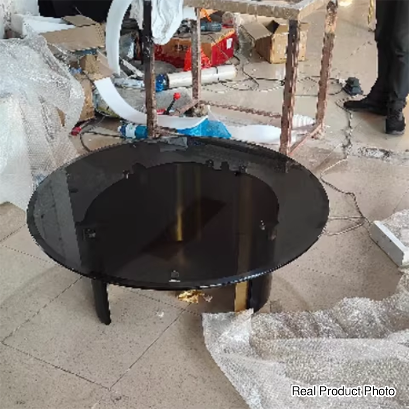 Modern Luxury Round Tempered Glass Stainless Steel Plated Coffee Table For Living Room