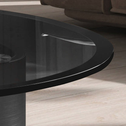 Modern Luxury Round Tempered Glass Stainless Steel Plated Coffee Table For Living Room