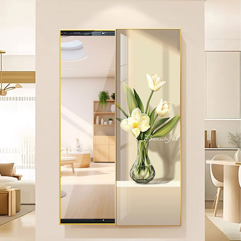 Contemporary Creative Rectangular Float Glass PS Push-Slide Decorative Full-Length Mirror For Living Room & Entryways