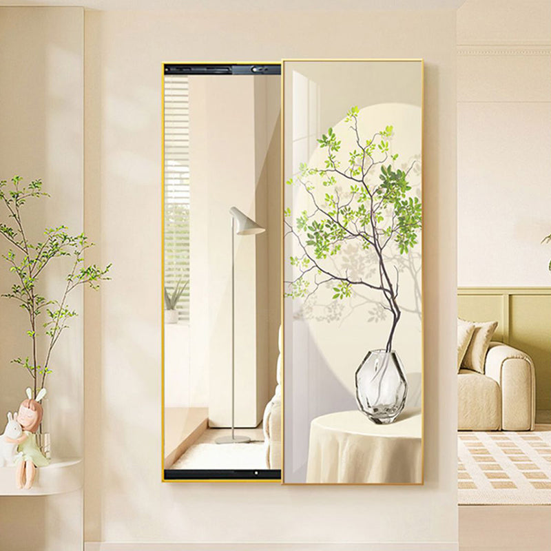 Contemporary Creative Rectangular Float Glass PS Push-Slide Decorative Full-Length Mirror For Living Room & Entryways