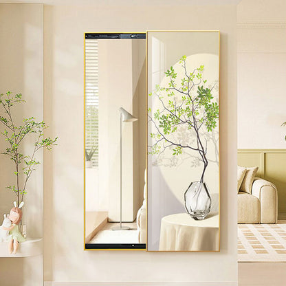 Contemporary Creative Rectangular Float Glass PS Push-Slide Decorative Full-Length Mirror For Living Room & Entryways