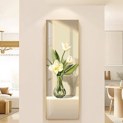 Contemporary Creative Rectangular Float Glass PS Push-Slide Decorative Full-Length Mirror For Living Room & Entryways