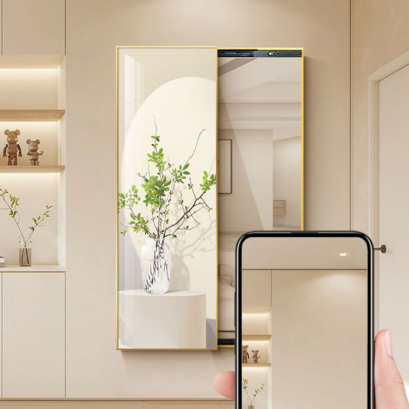 Contemporary Creative Rectangular Float Glass PS Push-Slide Decorative Full-Length Mirror For Living Room & Entryways
