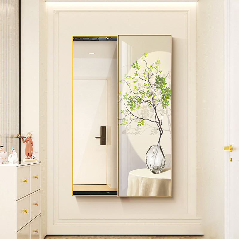 Contemporary Creative Rectangular Float Glass PS Push-Slide Decorative Full-Length Mirror For Living Room & Entryways