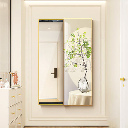 Contemporary Creative Rectangular Float Glass PS Push-Slide Decorative Full-Length Mirror For Living Room & Entryways