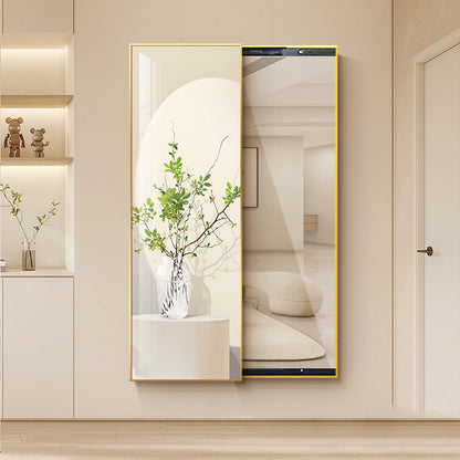 Contemporary Creative Rectangular Float Glass PS Push-Slide Decorative Full-Length Mirror For Living Room & Entryways