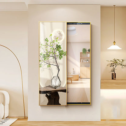 Contemporary Creative Rectangular Float Glass PS Push-Slide Decorative Full-Length Mirror For Living Room & Entryways