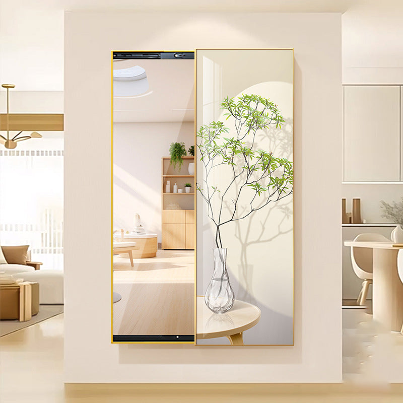 Contemporary Creative Rectangular Float Glass PS Push-Slide Decorative Full-Length Mirror For Living Room & Entryways