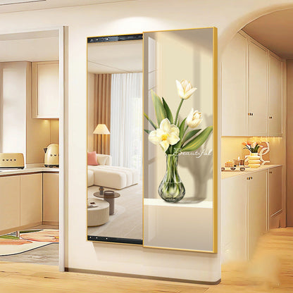 Contemporary Creative Rectangular Float Glass PS Push-Slide Decorative Full-Length Mirror For Living Room & Entryways