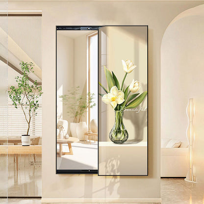Contemporary Creative Rectangular Float Glass PS Push-Slide Decorative Full-Length Mirror For Living Room & Entryways