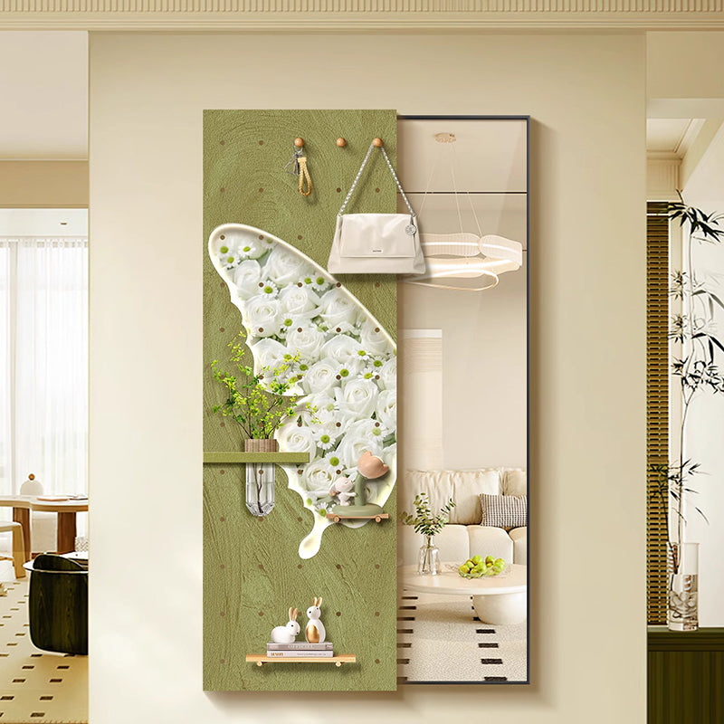 Contemporary Creative Rectangular Float Glass Medium-Density Fiberboard Push-Slide Decorative Full-Length Mirror For Living Room & Entryways