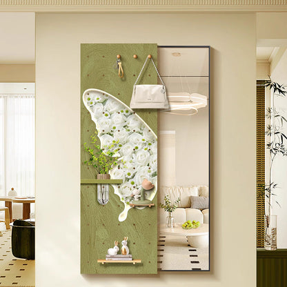 Contemporary Creative Rectangular Float Glass Medium-Density Fiberboard Push-Slide Decorative Full-Length Mirror For Living Room & Entryways