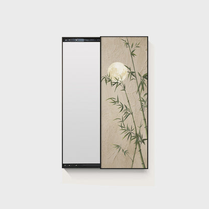 Traditional Chinese Rectangular Aluminum Alloy Crystal Ceramic Canvas Float Glass Push-Slide Full-Length Mirror For Bedroom & Entryways