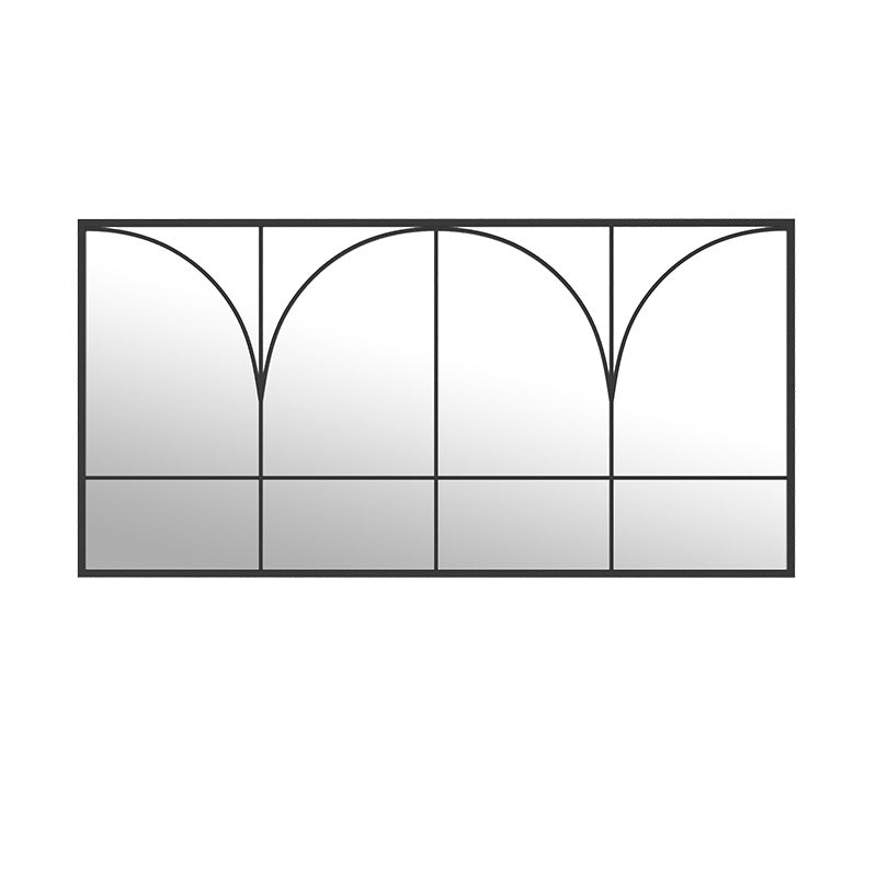 Traditional French Rectangular Iron Tempered Glass Decorative Wall Mirror For Living Room