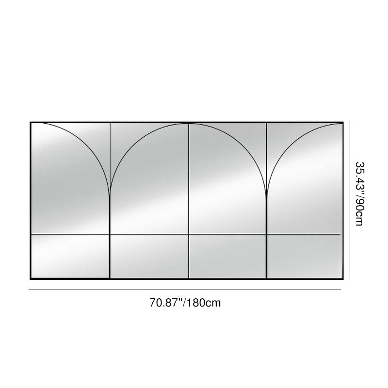 Traditional French Rectangular Iron Tempered Glass Decorative Wall Mirror For Living Room