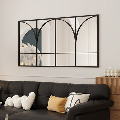 Traditional French Rectangular Iron Tempered Glass Decorative Wall Mirror For Living Room