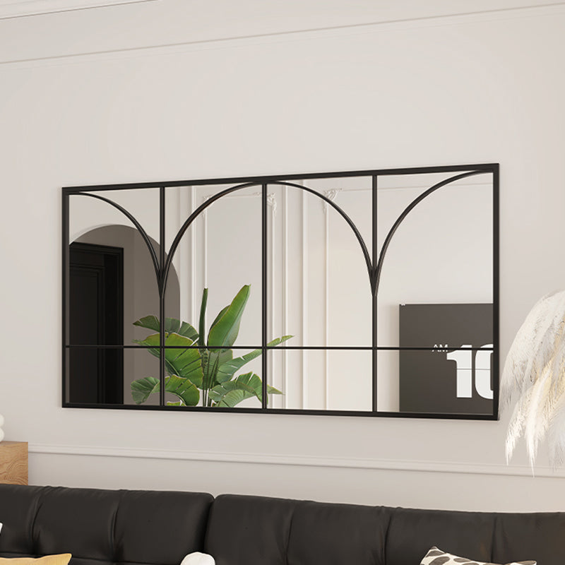 Traditional French Rectangular Iron Tempered Glass Decorative Wall Mirror For Living Room