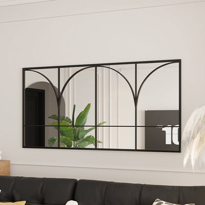 Traditional French Rectangular Iron Tempered Glass Decorative Wall Mirror For Living Room