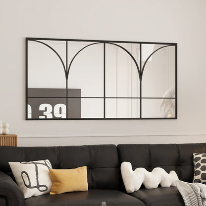 Traditional French Rectangular Iron Tempered Glass Decorative Wall Mirror For Living Room