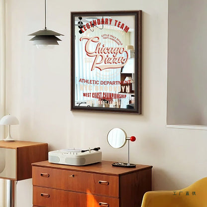 Modern Art Deco Rectangular Maillard Style PS Acrylic Glass Wall Mirror For Bedroom & Living Room