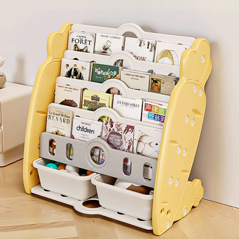 Contemporary Creative Rectangular Carrot-Shaped HDPE Kids Desktop Bookshelf 4/5-Tier For Bedroom & Study