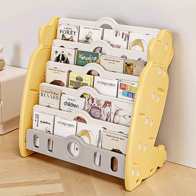 Contemporary Creative Rectangular Carrot-Shaped HDPE Kids Desktop Bookshelf 4/5-Tier For Bedroom & Study