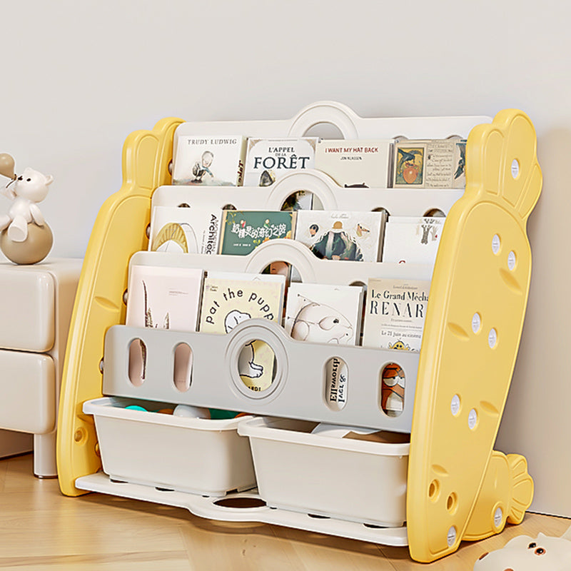 Contemporary Creative Rectangular Carrot-Shaped HDPE Kids Desktop Bookshelf 4/5-Tier For Bedroom & Study