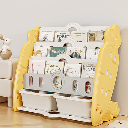 Contemporary Creative Rectangular Carrot-Shaped HDPE Kids Desktop Bookshelf 4/5-Tier For Bedroom & Study