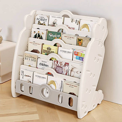 Contemporary Creative Rectangular Carrot-Shaped HDPE Kids Desktop Bookshelf 4/5-Tier For Bedroom & Study