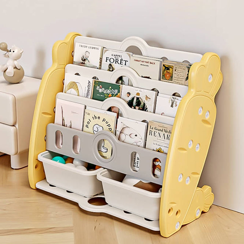 Contemporary Creative Rectangular Carrot-Shaped HDPE Kids Desktop Bookshelf 4/5-Tier For Bedroom & Study