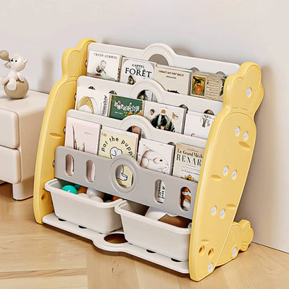 Contemporary Creative Rectangular Carrot-Shaped HDPE Kids Desktop Bookshelf 4/5-Tier For Bedroom & Study