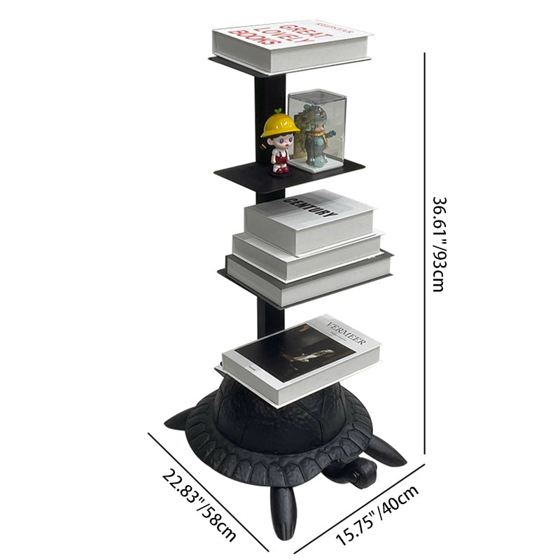 Contemporary Creative Round Turtle-Shaped Carbon Steel Bookshelf 4-Tier For Living Room