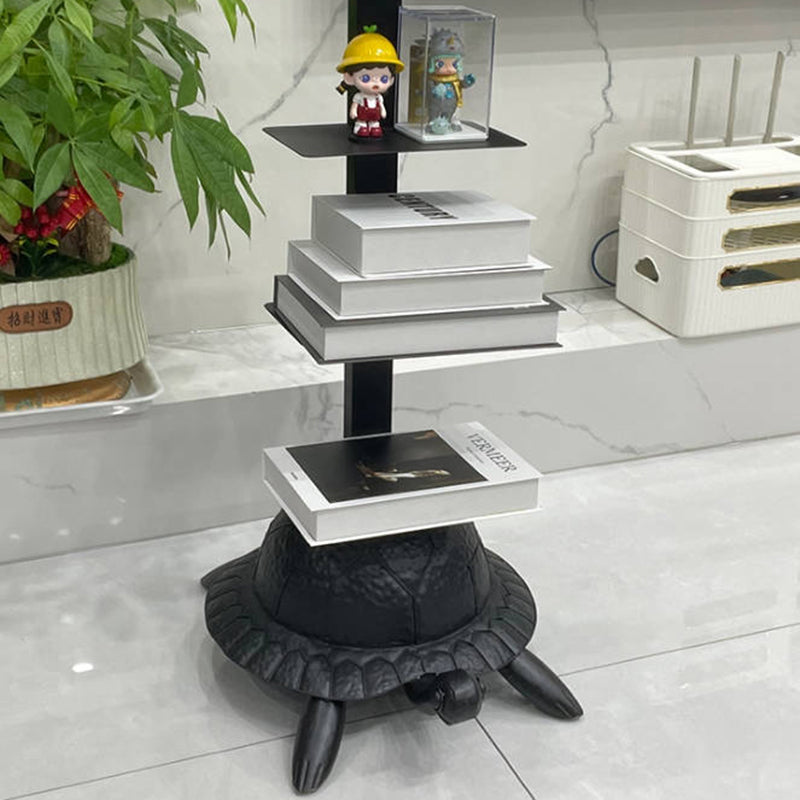 Contemporary Creative Round Turtle-Shaped Carbon Steel Bookshelf 4-Tier For Living Room