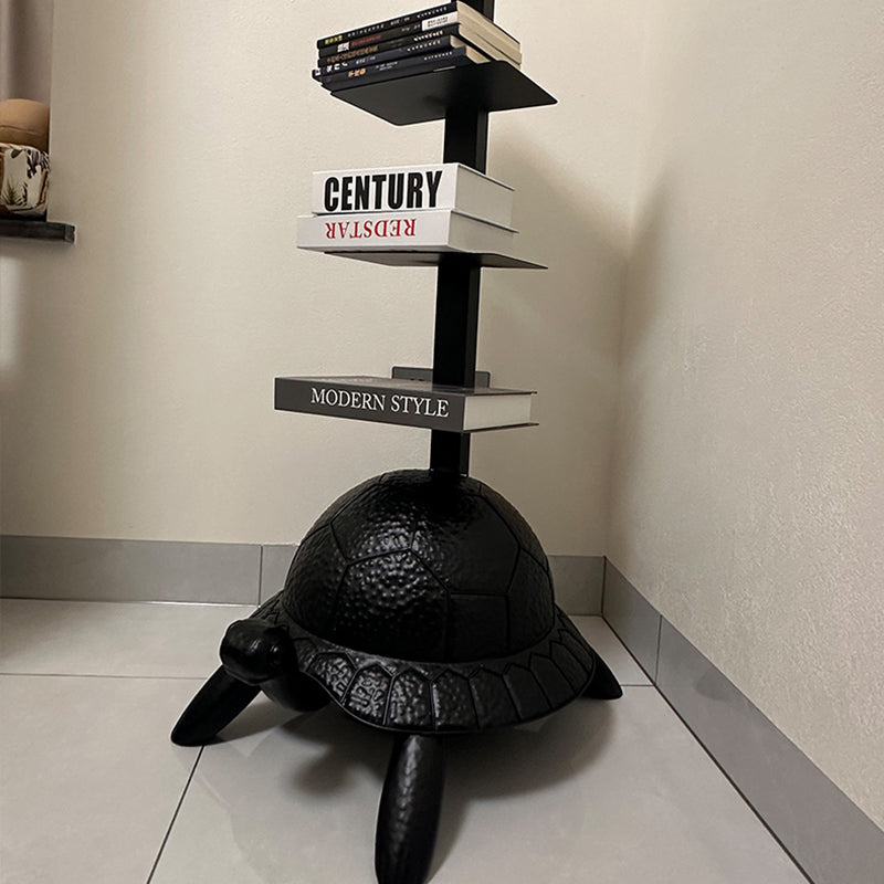 Contemporary Creative Round Turtle-Shaped Carbon Steel Bookshelf 4-Tier For Living Room