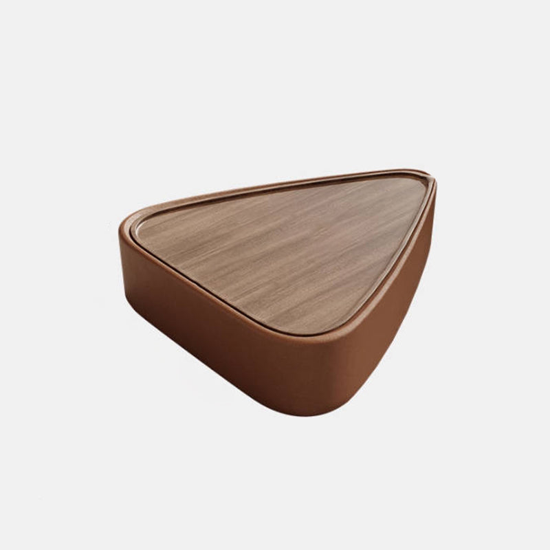 Modern Luxury Triangular Veneered Multi-layer Solid Wood Panel Faux Nappa Leather Coffee Table Combination 1-Cabinet For Living Room