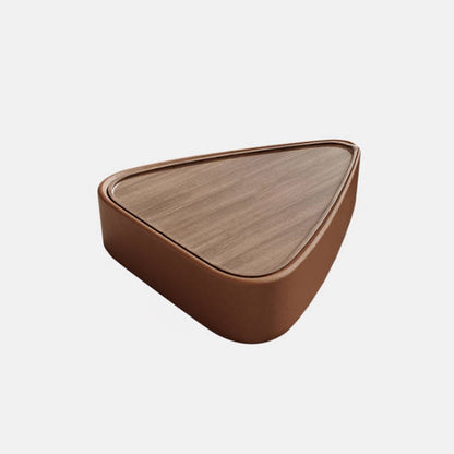 Modern Luxury Triangular Veneered Multi-layer Solid Wood Panel Faux Nappa Leather Coffee Table Combination 1-Cabinet For Living Room