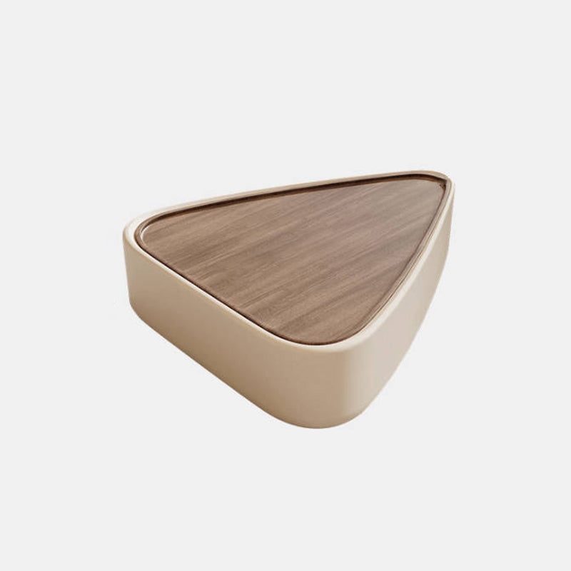 Modern Luxury Triangular Veneered Multi-layer Solid Wood Panel Faux Nappa Leather Coffee Table Combination 1-Cabinet For Living Room