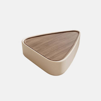 Modern Luxury Triangular Veneered Multi-layer Solid Wood Panel Faux Nappa Leather Coffee Table Combination 1-Cabinet For Living Room