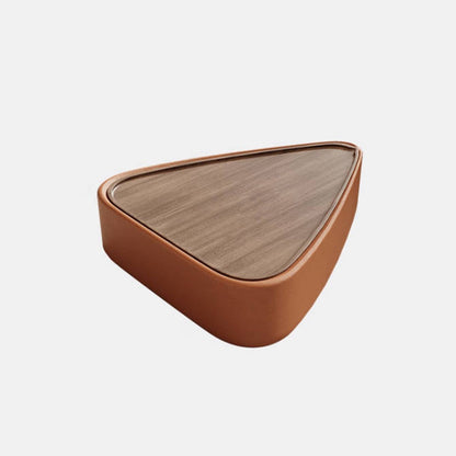 Modern Luxury Triangular Veneered Multi-layer Solid Wood Panel Faux Nappa Leather Coffee Table Combination 1-Cabinet For Living Room