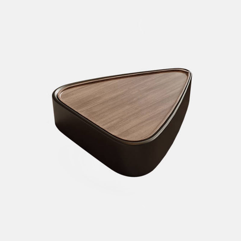 Modern Luxury Triangular Veneered Multi-layer Solid Wood Panel Faux Nappa Leather Coffee Table Combination 1-Cabinet For Living Room