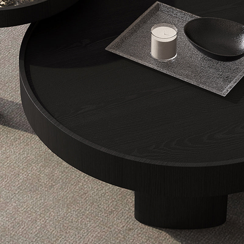 Modern Luxury Round Veneered E0 Eco-Friendly Multi-Layer Solid Wood Panel Natural Marble Coffee Table Combination For Living Room