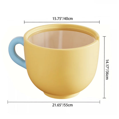 Contemporary Creative Round Resin Tempered Glass Coffee Cup-Shaped Kids Storage Side Table 1-Cabinet For Living Room