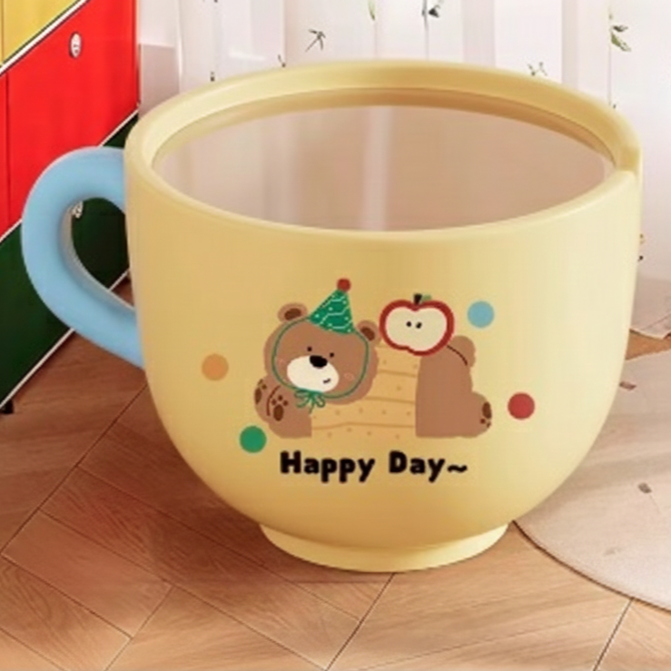 Contemporary Creative Round Resin Tempered Glass Coffee Cup-Shaped Kids Storage Side Table 1-Cabinet For Living Room