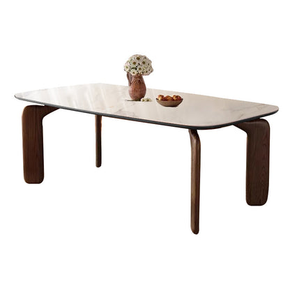 Traditional French Rectangular Stone Slab Medium-Density Fiberboard Carbon Steel Dining Table For Dining Room