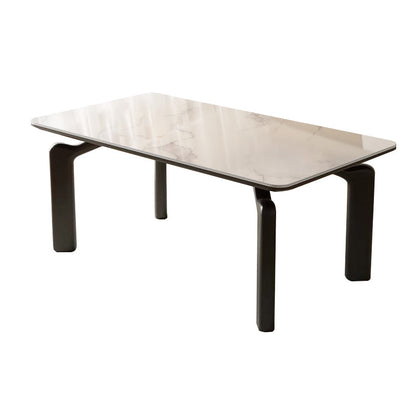 Traditional French Rectangular Stone Slab Medium-Density Fiberboard Carbon Steel Dining Table For Dining Room